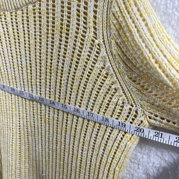 Talbots Womens M Yellow Open Weave Knit Pullover Crewneck Sweater Minimalist - Picture 5 of 11